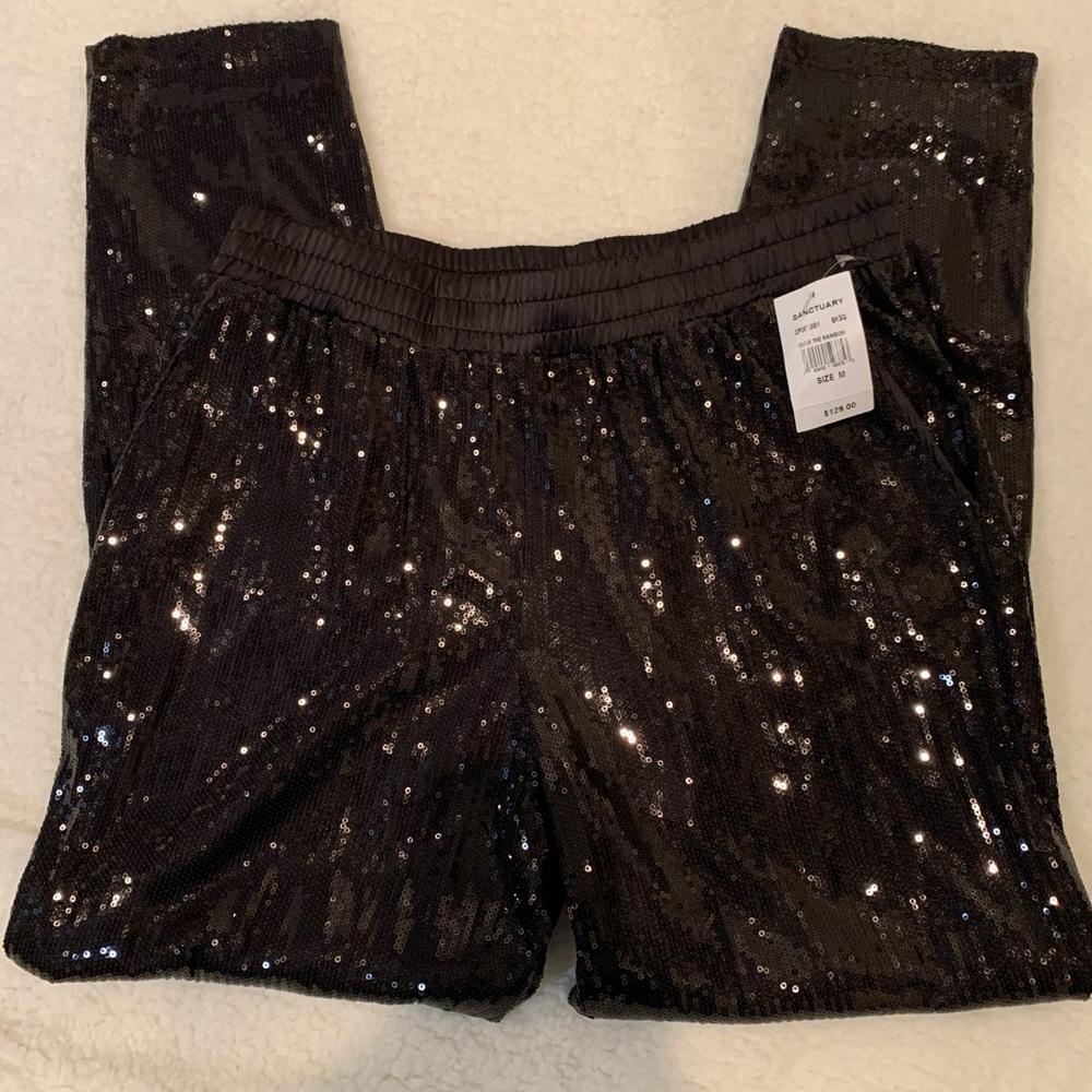 Sanctuary Black Sequined Fashion Joggers **NWT**